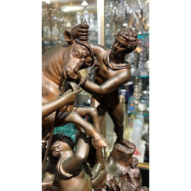 Grand Tour Antique Italian Grand Tour Bronze Sculpture of the Farnese Bull /Nelli Foundry For Sale - Image 3 of 17