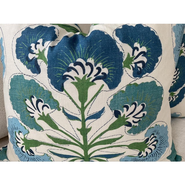 Thibaut “Tybee Tree” in Green and Blue Floral Down-Filled 20" Pillow - Single For Sale - Image 4 of 4