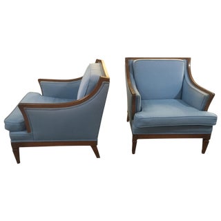 Mid-Century Blue Canvas Chairs - A Pair For Sale