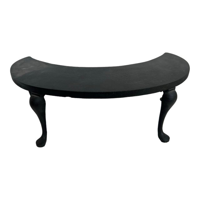 Antique Cast Iron Fireplace Fender Warmer Curved Hearth Bench With Cabriole Legs For Sale