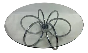 Mid-Century Modern Chrome and Glass Coffee Table Styled After Milo Baughman