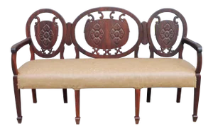 Traditional Solid Mahogany Carved Wood Bench/ Sofa