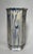 The vase features a distinctive blue and white marbleized (or "slag") glaze pattern on a hexagonal 6-sided body with a...