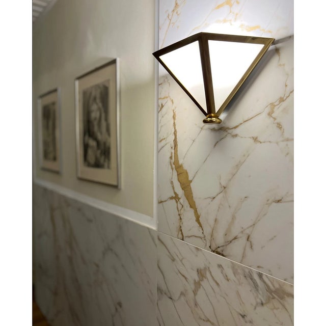 Opaline Glass Brass Sconce from Glashütte Limburg For Sale - Image 4 of 10