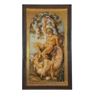 Emile Baes, Dionysus, Nude, Oil on Panel For Sale