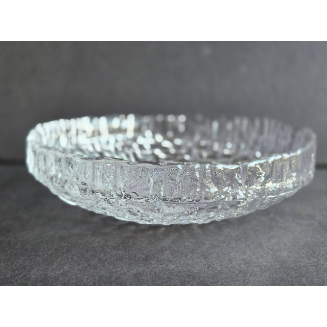 1970s Mid 20th Century Scandinavian Brutalist Textured Glass Bowl For Sale - Image 5 of 12