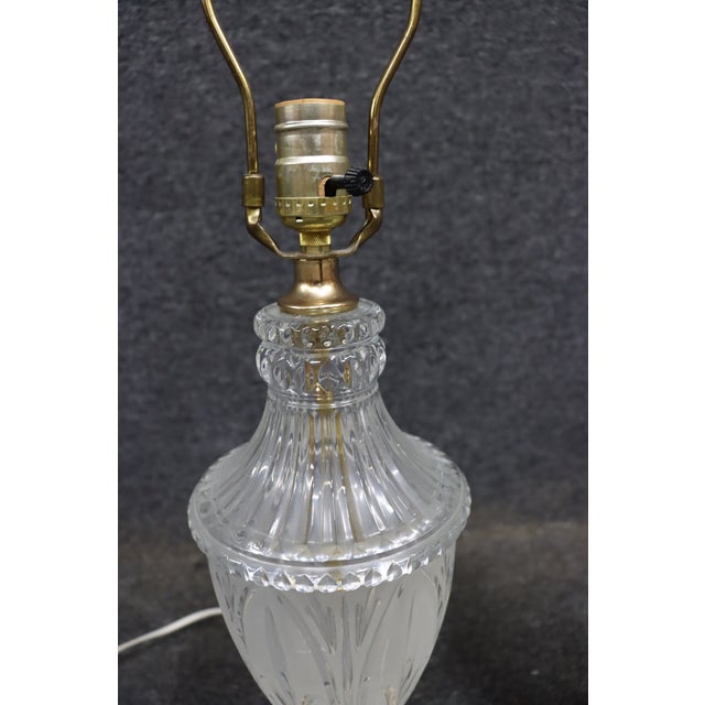 Glass Late 20th Century Cut to Clear Crystal Table Lamps With Brass Bases - a Pair For Sale - Image 7 of 11
