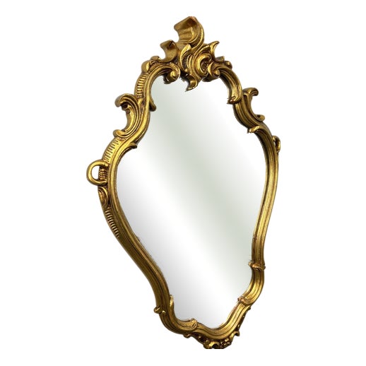 Vintage French Ornate Wall Mirror with Gold Finish For Sale