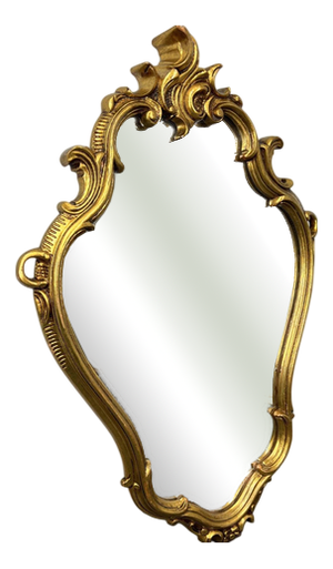 Vintage French Ornate Wall Mirror with Gold Finish