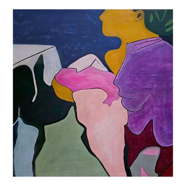 "The Wash and Fold", Acrylic on Canvas Painting For Sale