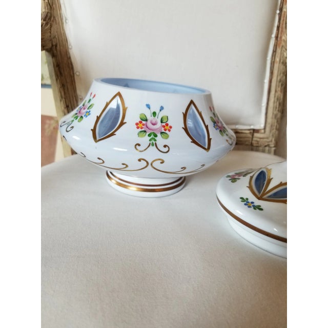 White Vintage Bohemian Glass Candy Dish For Sale - Image 8 of 12