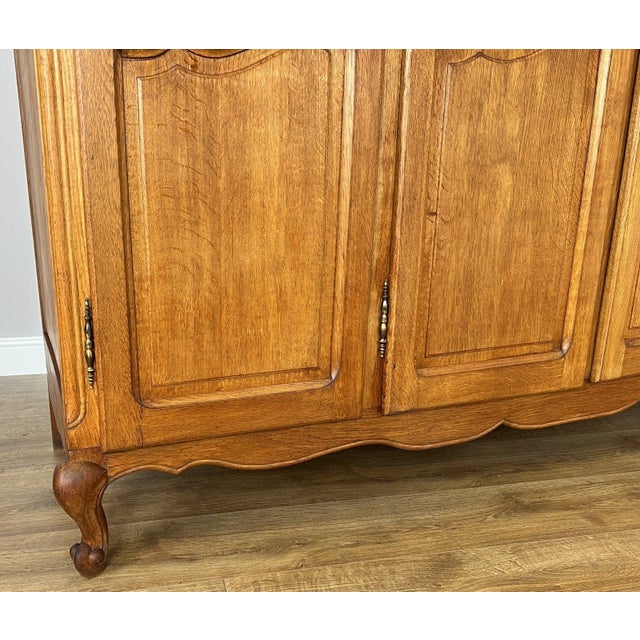 Wood Vintage French Louis XVI Style Wardrobe in Oak For Sale - Image 7 of 11