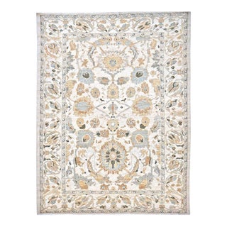21st Century Persian Sultanabad Wool 9x12 Ivory, Taupe, Grey & Blue Handmade Area Rug #1141076 For Sale