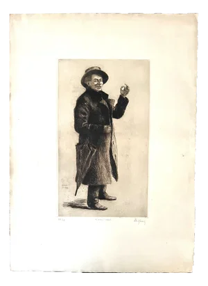 François De Herrain, Old Woman in Church, Etching