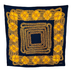 Chanel Scarf Vintage En Soie Bleue 1980
