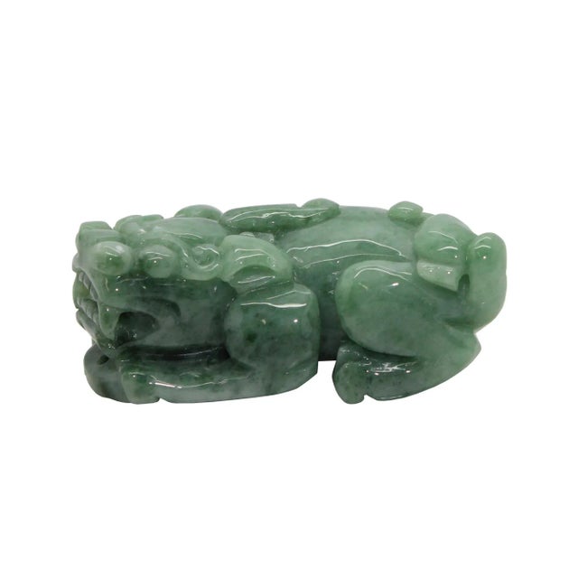 Gemstone Chinese Hand Carved Natural Jade Feng Shui Lucky Pixiu Figure Pendant For Sale - Image 7 of 7