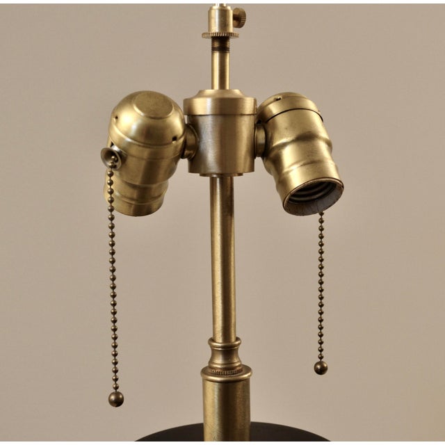 Mid-Century Modern Modernist Ribbed Ceramic Lamps on Wood Bases - A Pair For Sale - Image 3 of 5