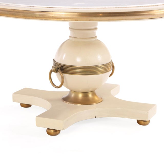 William Haines Lacquered and Bronze-Mounted Marble-Top Coffee Table in the Manner of William "Billy" Haines, C 1960 For Sale - Image 4 of 5