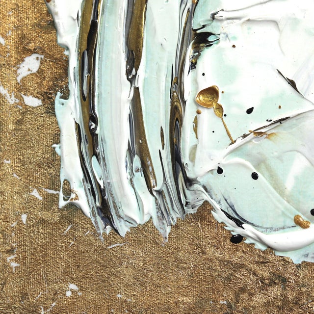 Golden Palms #2 - Modern Textural Abstract Original Artwork by Zabel For Sale - Image 4 of 9