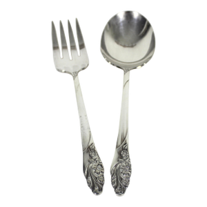 1950s Mid-Century Modern Set of Silverplate Serving Utensils Evening Star by Oneida Casserole Spoon Fork Two 2