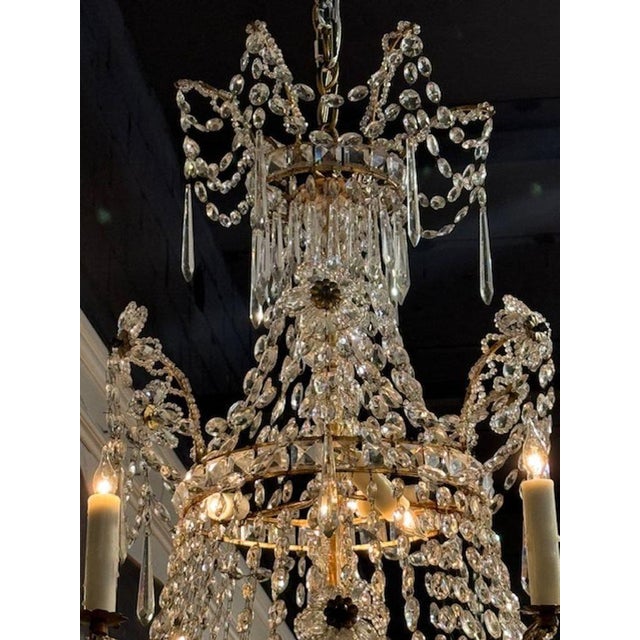 Antique Italian Beaded Basket Form Chandelier For Sale - Image 4 of 9