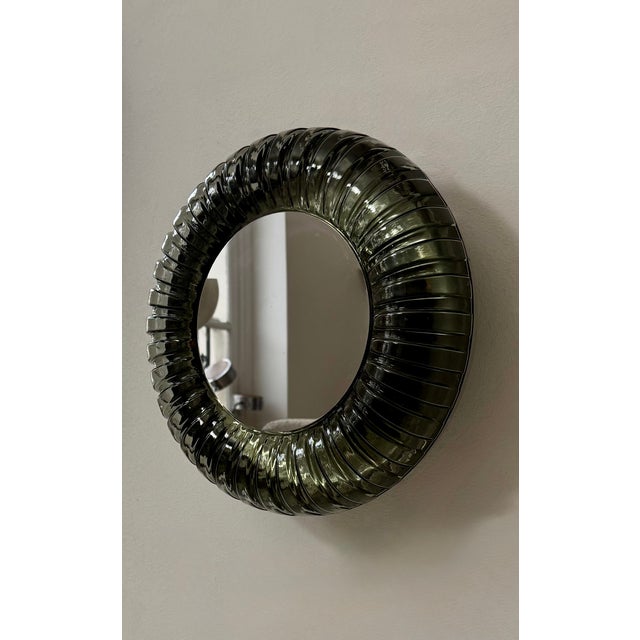 1960s Vintage Wall Light in Murano Glass and Polished Stainless Steel with Mirror, Italy, 1960 For Sale - Image 5 of 8