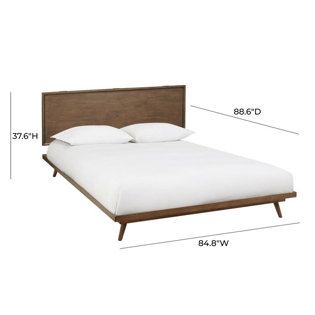 Wood Emery Platform Walnut King Bed For Sale - Image 7 of 10