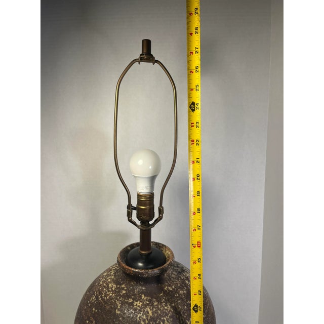 Vintage Japanese Shigaraki Stoneware Interior Light Pottery Table Lamp For Sale - Image 9 of 11