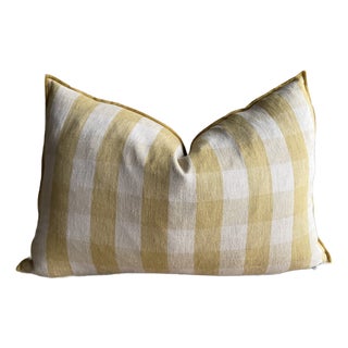 French Linen Lumbar Case– Vichy Paille For Sale