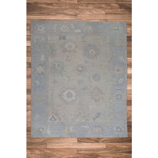 Textile Oriental Hand Knotted Rug Turkish Oushak 12'2" x 15'1" For Sale - Image 7 of 7