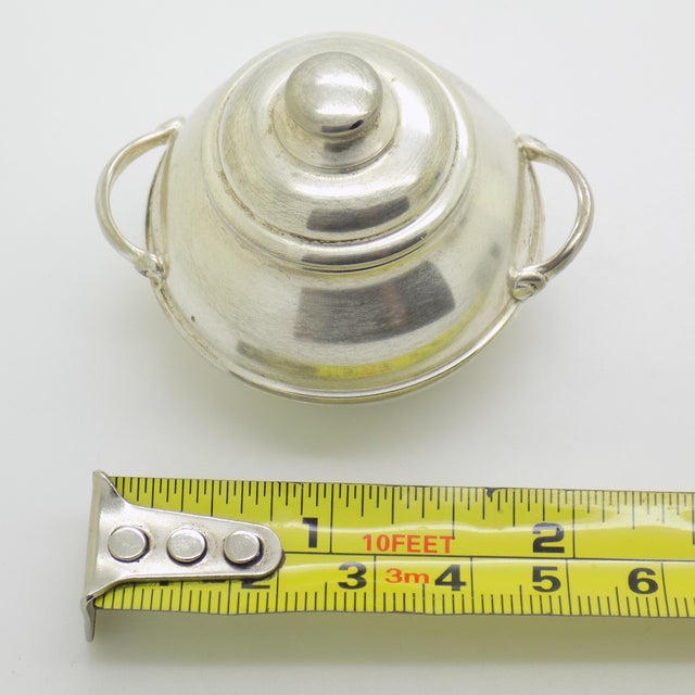 Vintage Italian Handmade Genuine Silver Cooking Pot Dollhouse Miniature, 1980s For Sale - Image 11 of 12