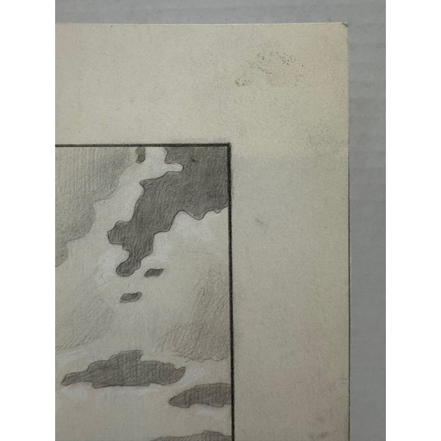 1940s 1940s Original t.e. Schrock Signed Graphite Illustration of Two Women at the Beach, 8.5'' X 10''. For Sale - Image 5 of 6