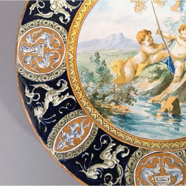 Blue 19th Century Italian Ceramics Plate from Urbino For Sale - Image 8 of 13