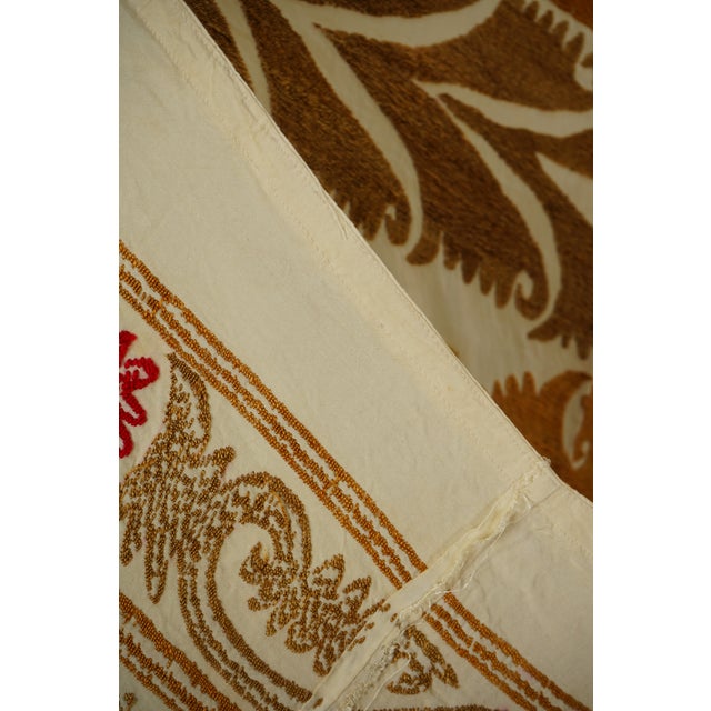 Suzani Table Cover - Beige Tribal Embroidery For Sale - Image 10 of 10