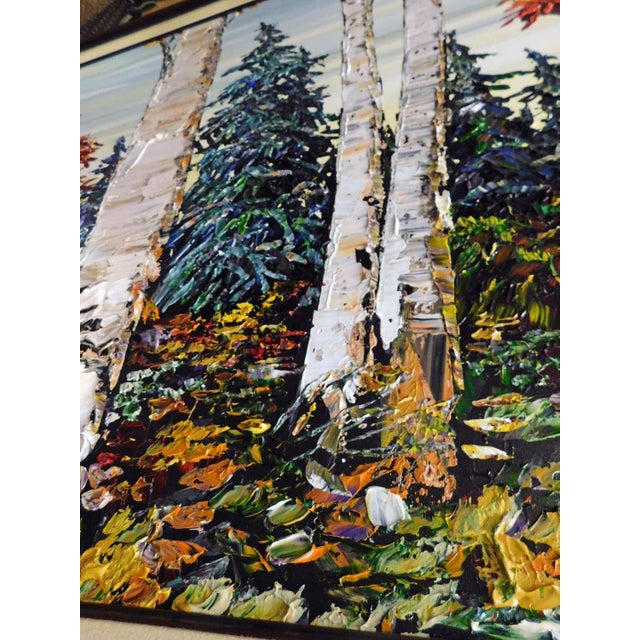 Textile Maya Eventov "Autumn's Arrival" Original Acrylic Painting on Canvas Custom Frame For Sale - Image 7 of 10