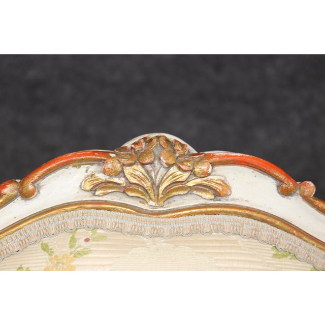 Set 4 Louis XV Style Paint Decorated French Dining Room Chairs For Sale - Image 12 of 18