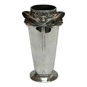 Vintage Christofle Art Nouveau Silverplate Dragonfly Vase