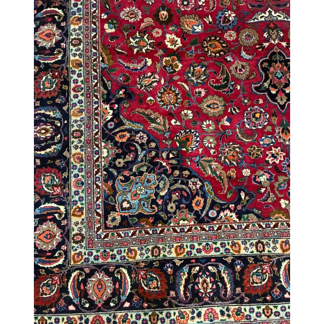Persian Large Hand-Knotted Persian Kerman Wool Rug, Floral Medallion Design For Sale - Image 3 of 8