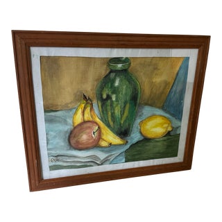 1970s Still Life Watercolor Drawing of Fruit, Framed and Signed For Sale