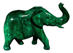 Large Carved Malachite Elephant
