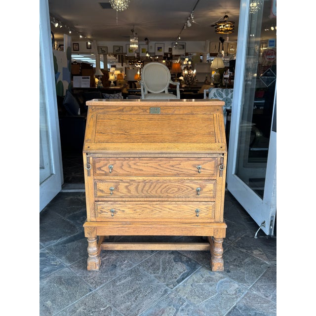 Jacobean Tiger Oak Wood Secretary, Antique For Sale - Image 4 of 12