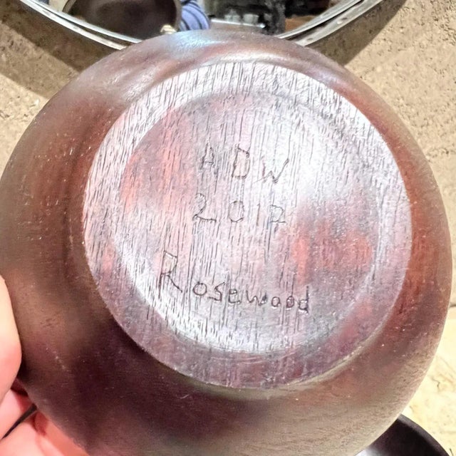 2017 Handcrafted Rosewood Three Bowl Set Signed Adw For Sale - Image 11 of 11