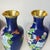 Metal Pair of Vintage Chinese Cloisonné Vases | Blue Ground Peony, Butterfly & Bird Motif For Sale - Image 7 of 9
