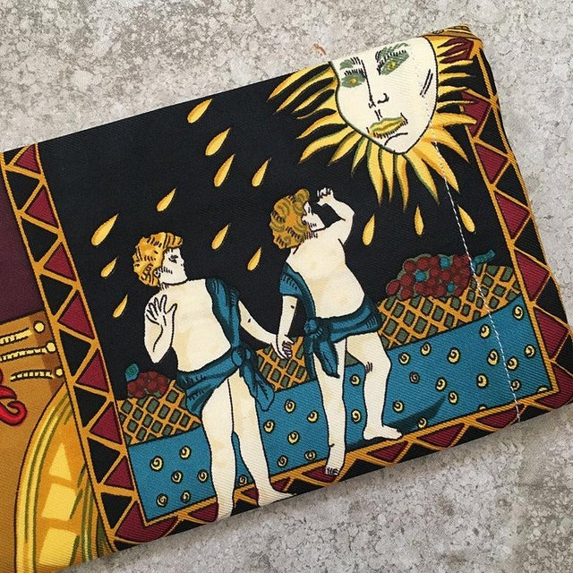 Contemporary 1990s Hermes Handmade Le Tarot Silk Scarf Face Mask For Sale - Image 3 of 6