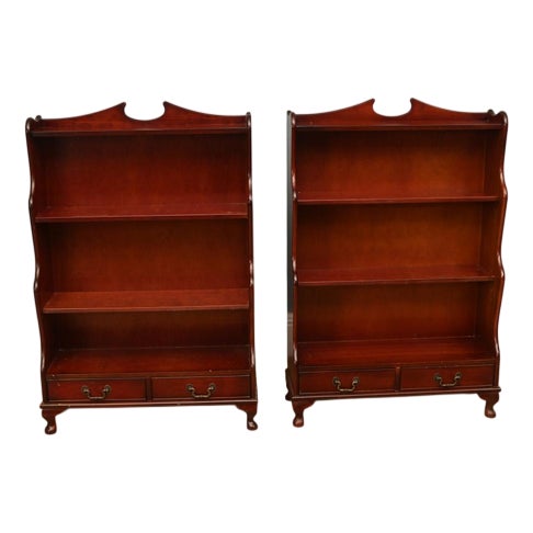 Regency Open Waterfall Bookcases in Mahogany, Set of 2 For Sale