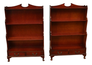 Regency Open Waterfall Bookcases in Mahogany, Set of 2