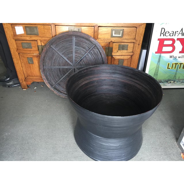 Woven African Drum Style Table With Storage | Chairish