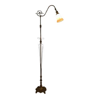1920s Twisted Wrought Iron Floor Lamp For Sale