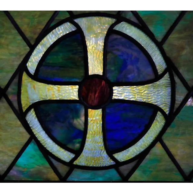 Wood Stained Glass Window - Antique Gothic Revival Style For Sale - Image 7 of 13