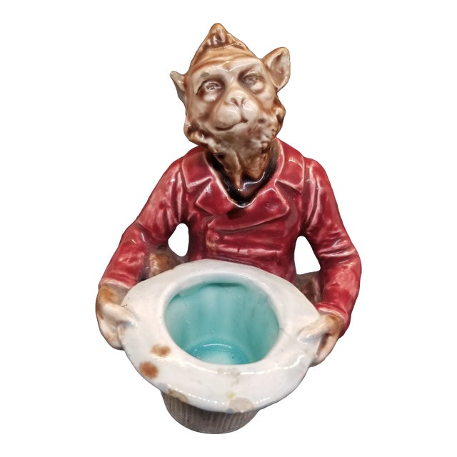 Mid 20th Century Majolica Monkey MatchHolder/ Striker For Sale